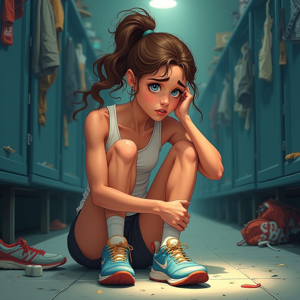 Girl With Ankle Injury in Art Nouveau Style