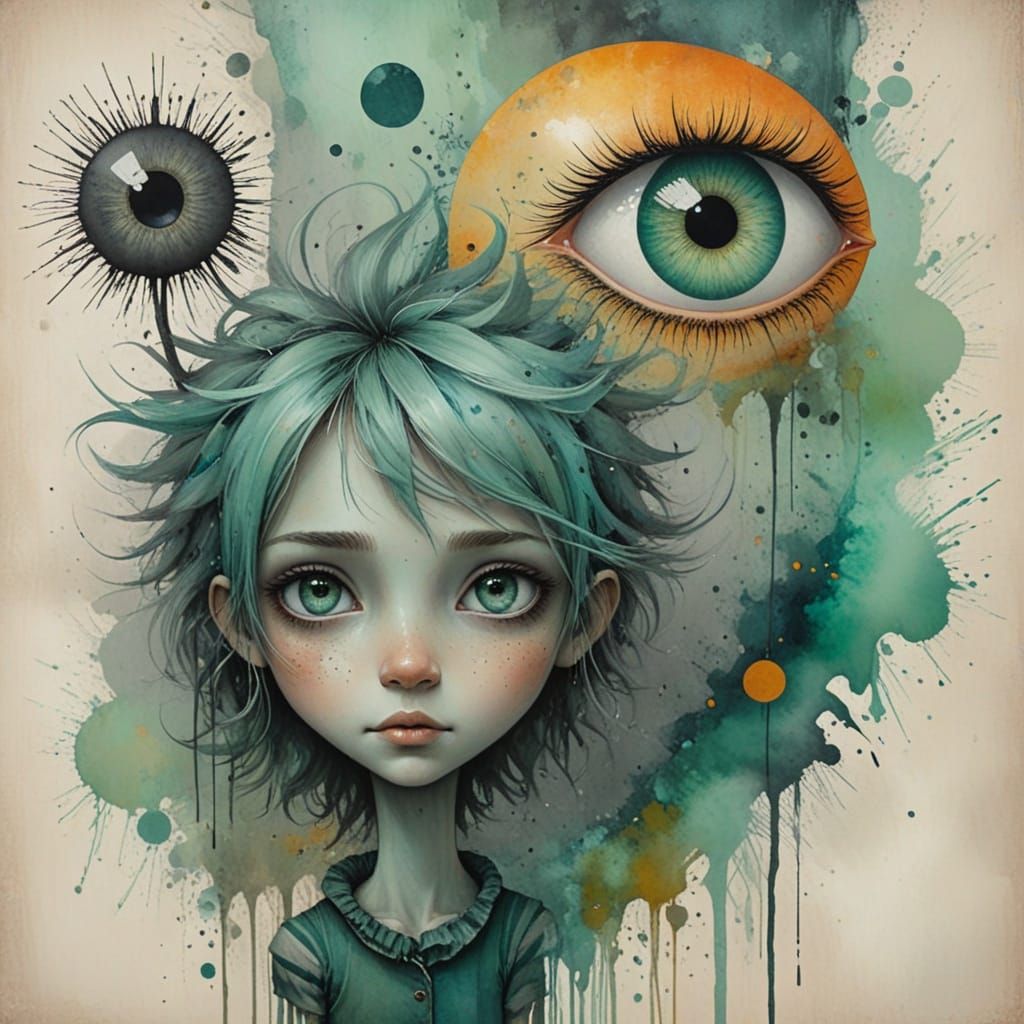 Whimsical Wanderer with Scrapbook Paper Background