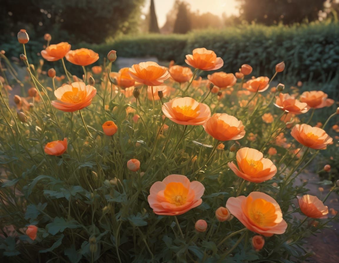 Sunset Buttercups: Impressionist Oil Painting in Warm Light