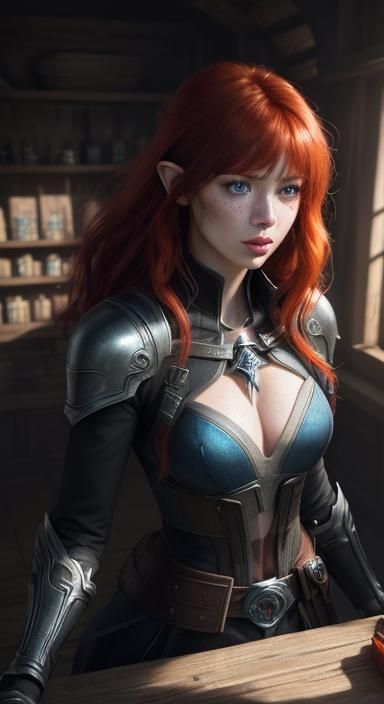 Hyperrealistic Portrait of a Red-Haired Woman