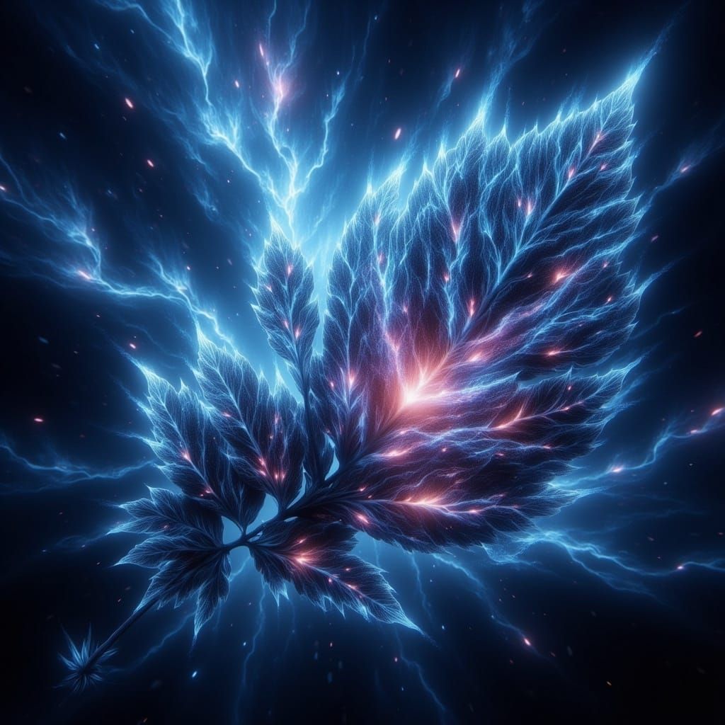 Surreal Cosmic Leaf in Ethereal Dreamlike Atmosphere