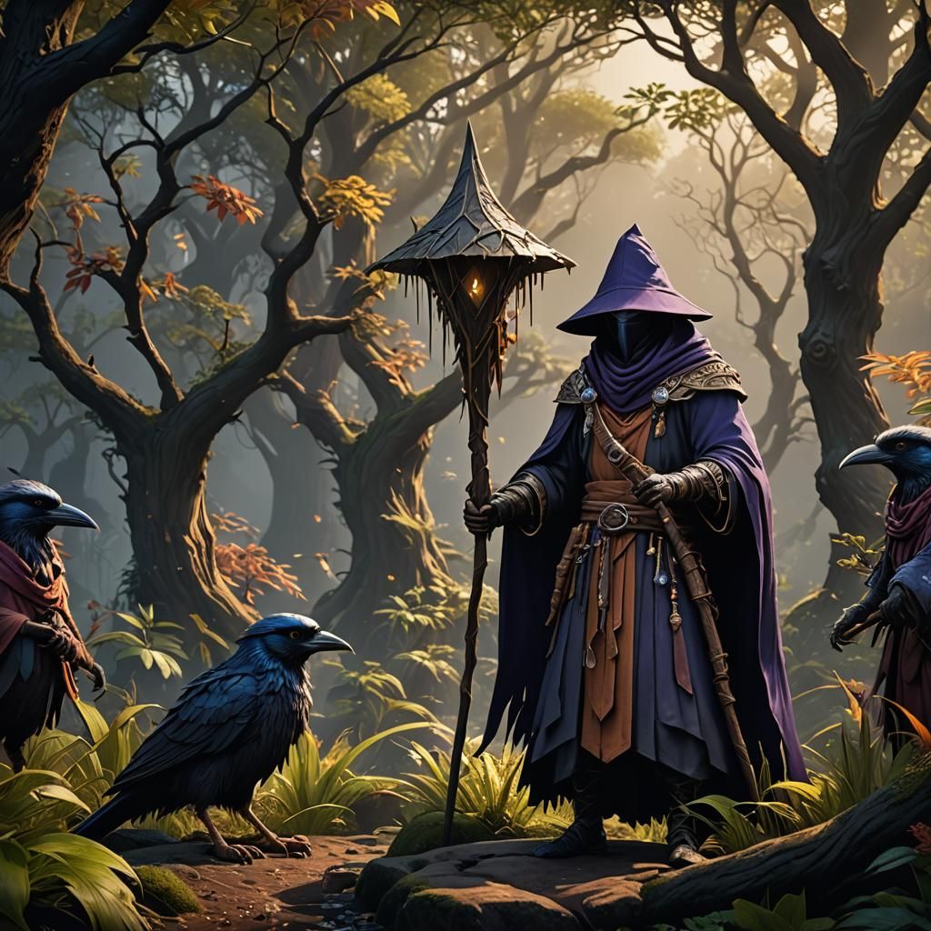 Kenku Druid in Detailed Fantasy Concept Art