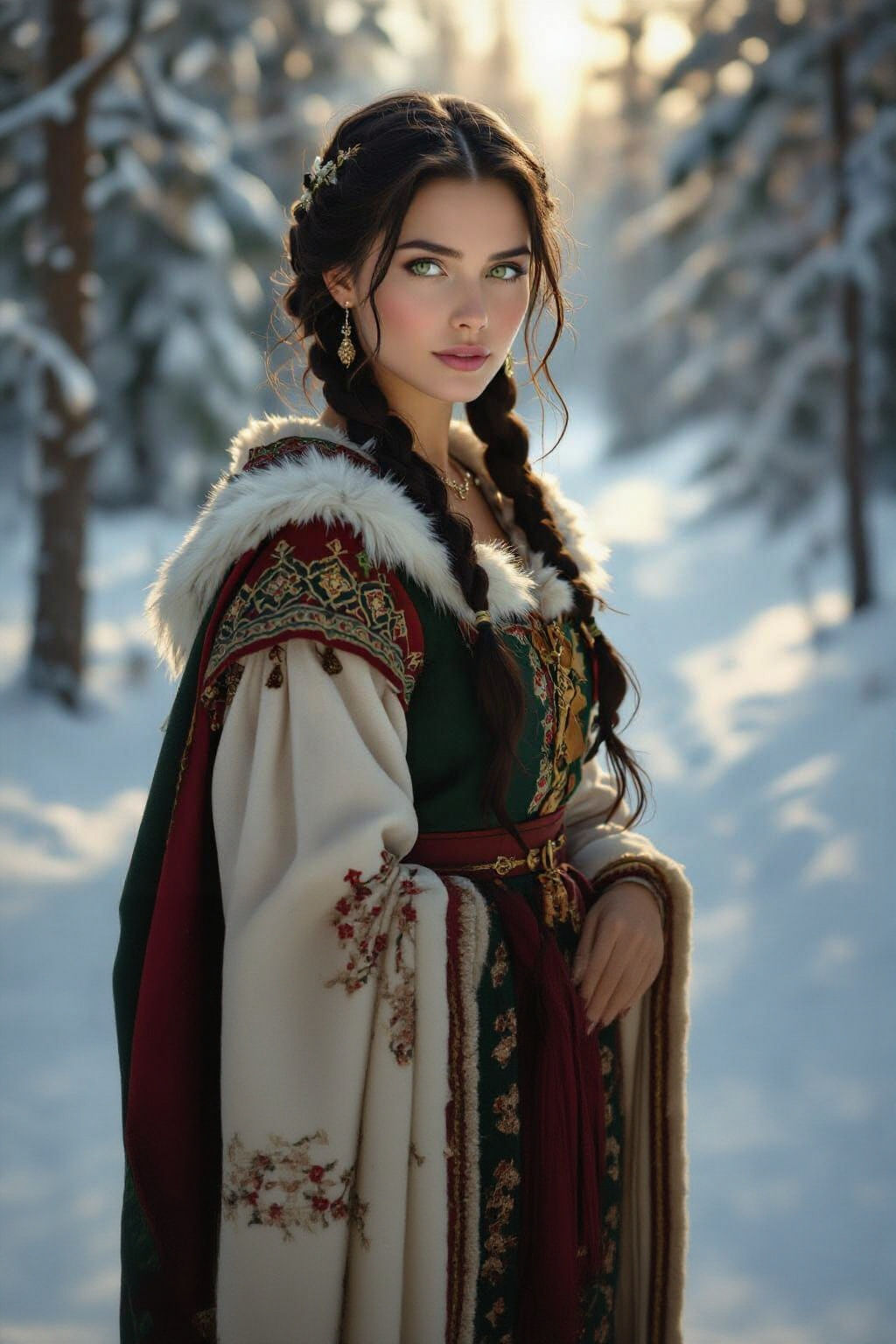 Medieval Scandinavian Princess Portrait in Nordic Forest