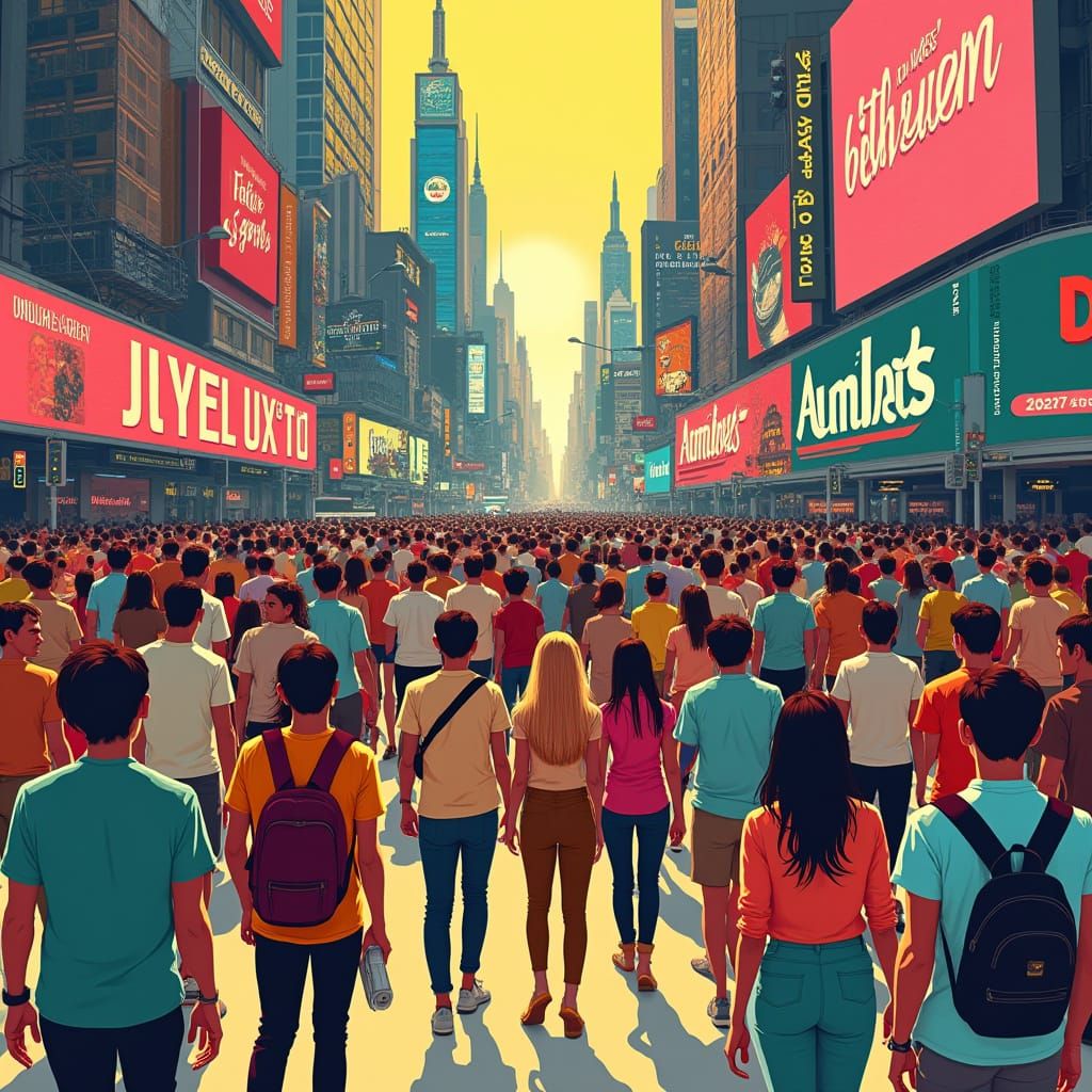 Vibrant Cityscape Illustration in Digital Art Style