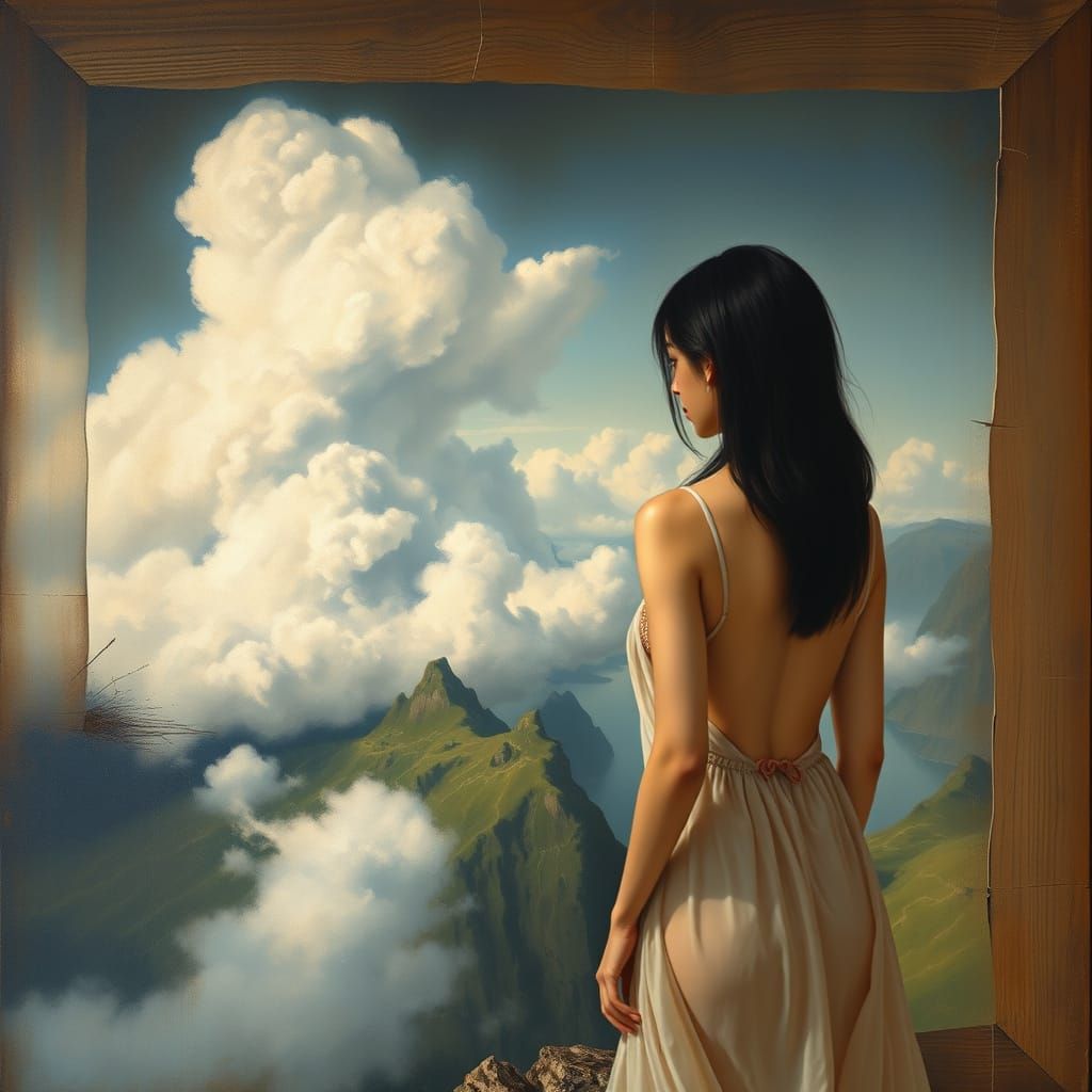 Romantic Fjord Landscape in 19th Century Style with Enigmati...