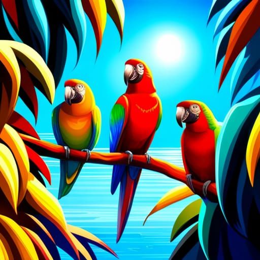 Hyperrealistic Australian Parrots in Splash Art Style