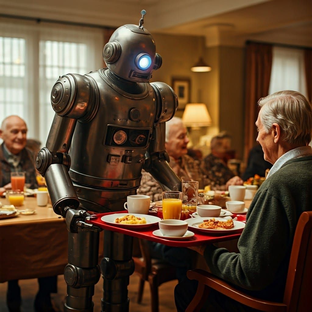 Robot Delivers Breakfast to Nursing Home Residents in Warm,....