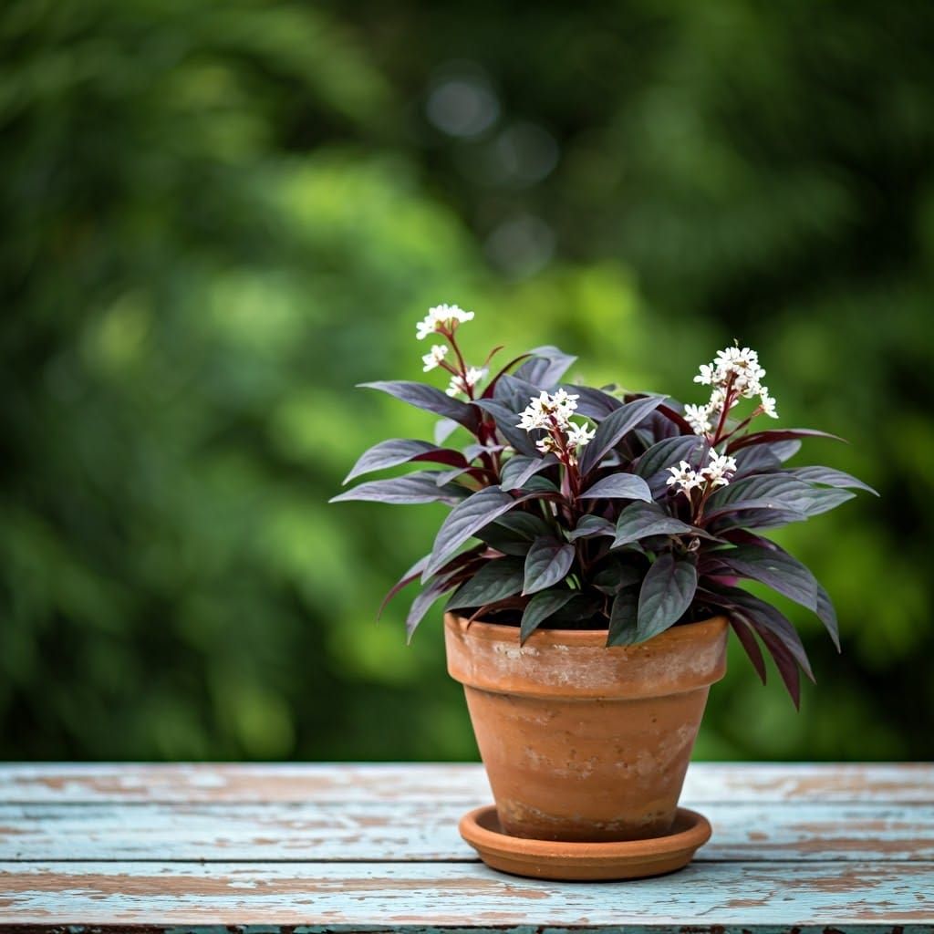 Jelantang Plant with Plum Leaves in Impressionistic Style