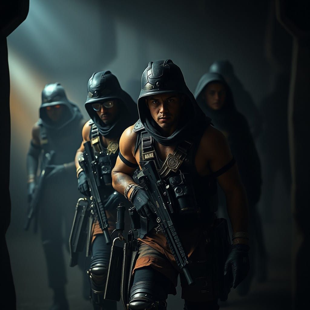 Elite Operatives in Ancient Relic-Powered Physiques