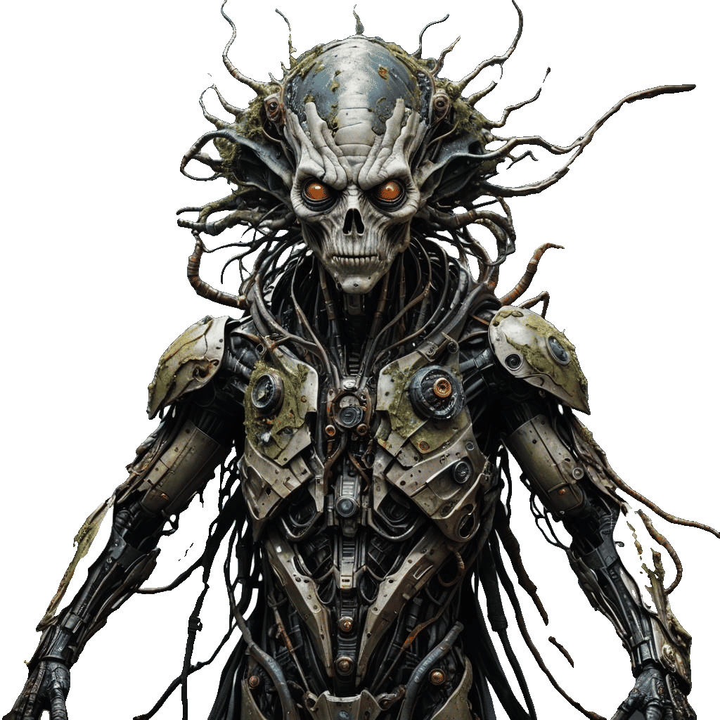 Dystopian Sci-Fi Alien Portrait in Dark Fantasy Style