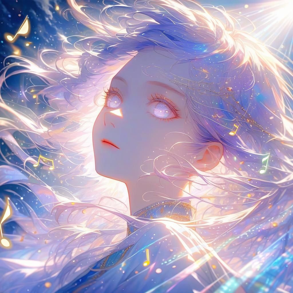 Teen Girl Listening to Music with Colorful Hair