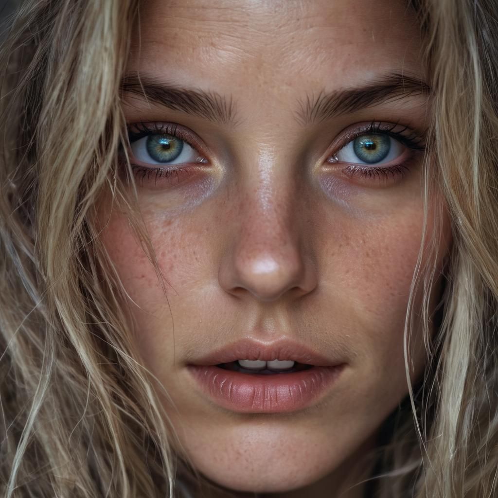 Woman with Multicolored Eyes in Vibrant Street Photography