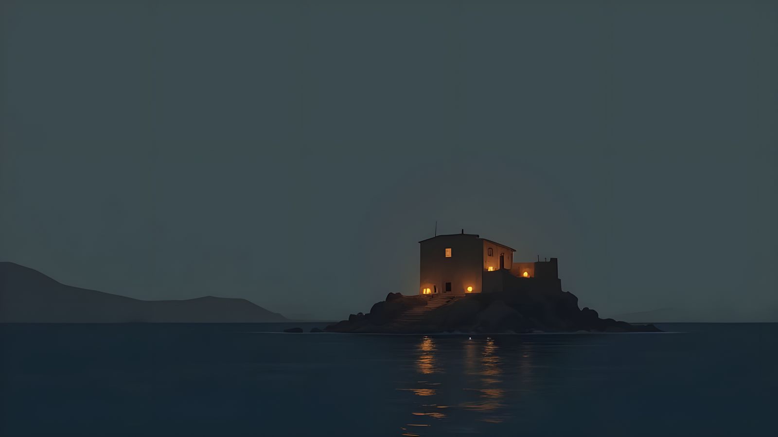 Minimalist Roman Villa Wallpaper at Night