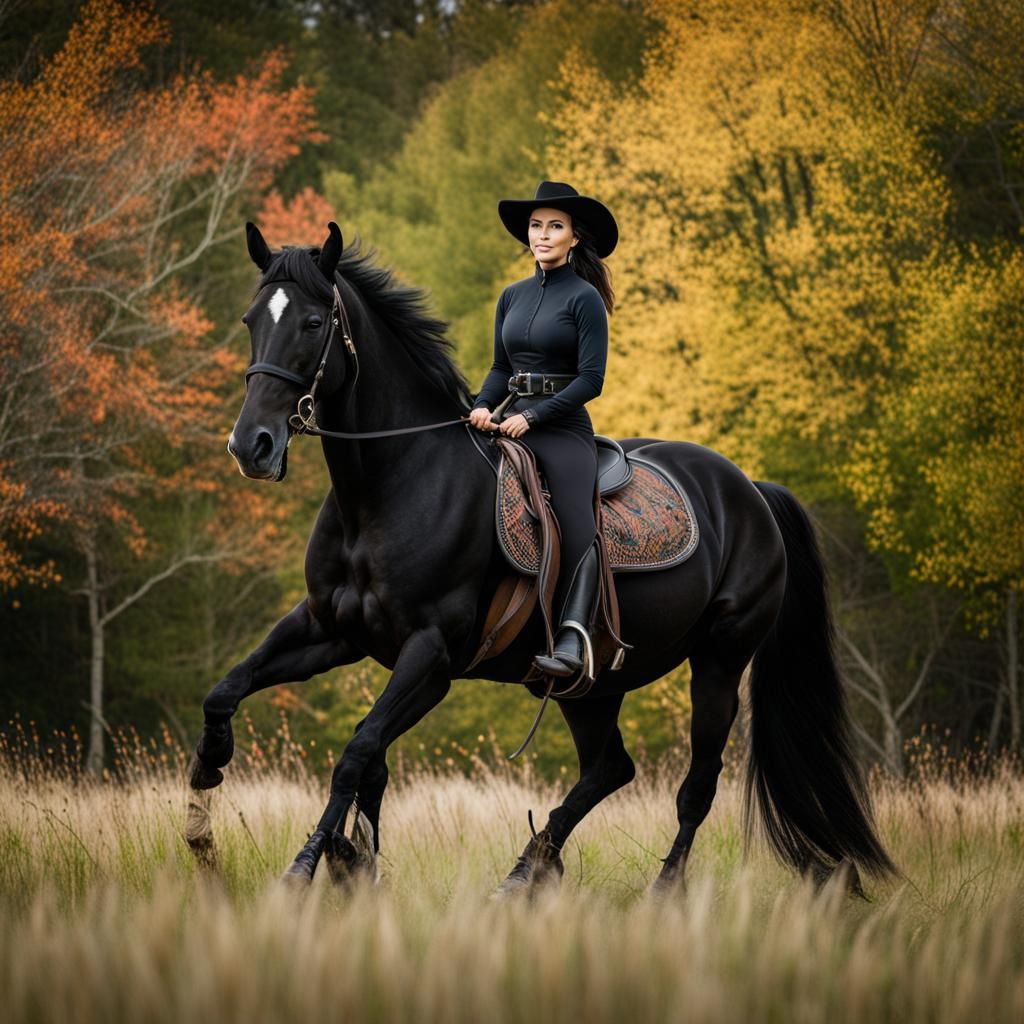 Woman on Horseback Portrait on a Ranch