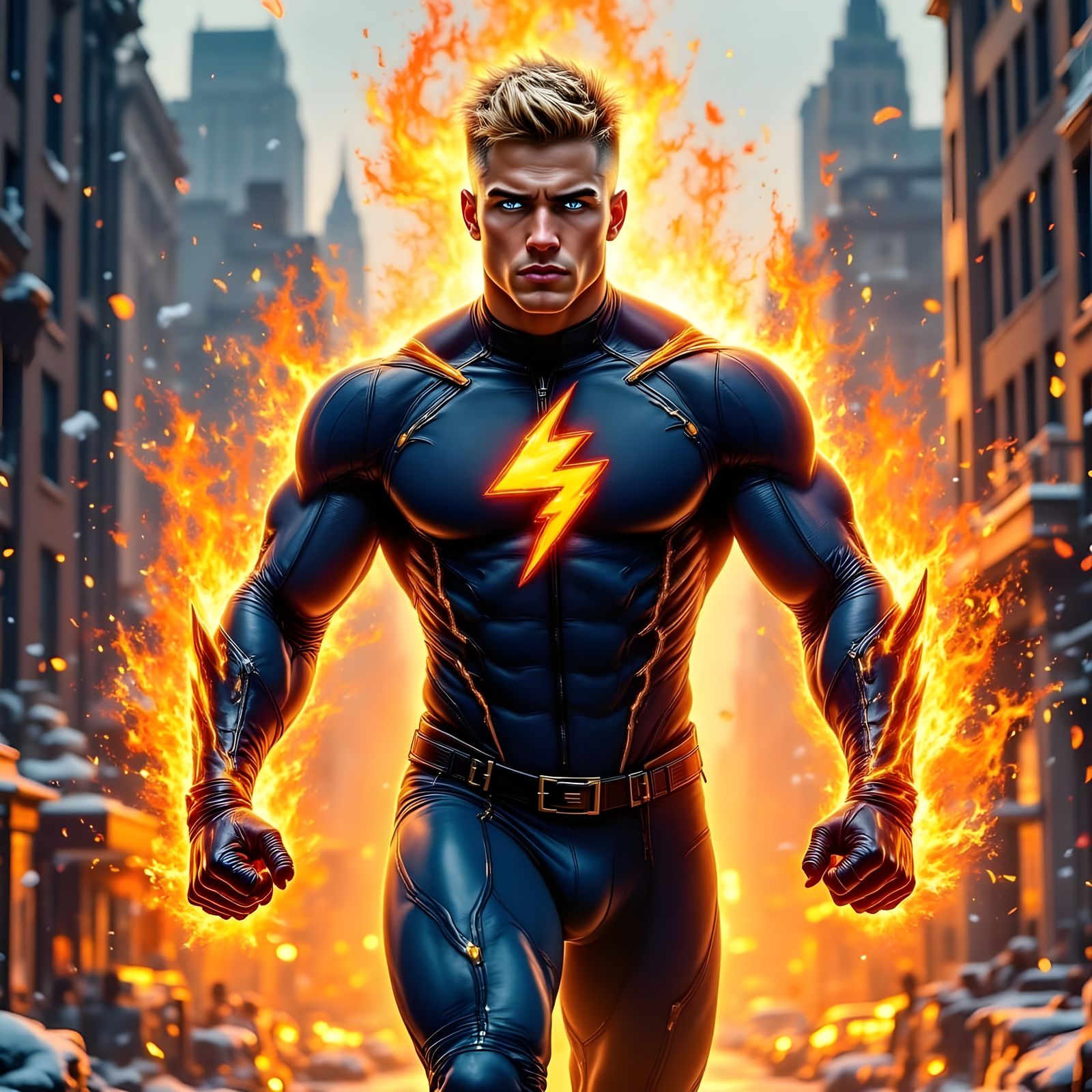 Heroic Human Torch Embodies New York City in Dynamic Gouache...