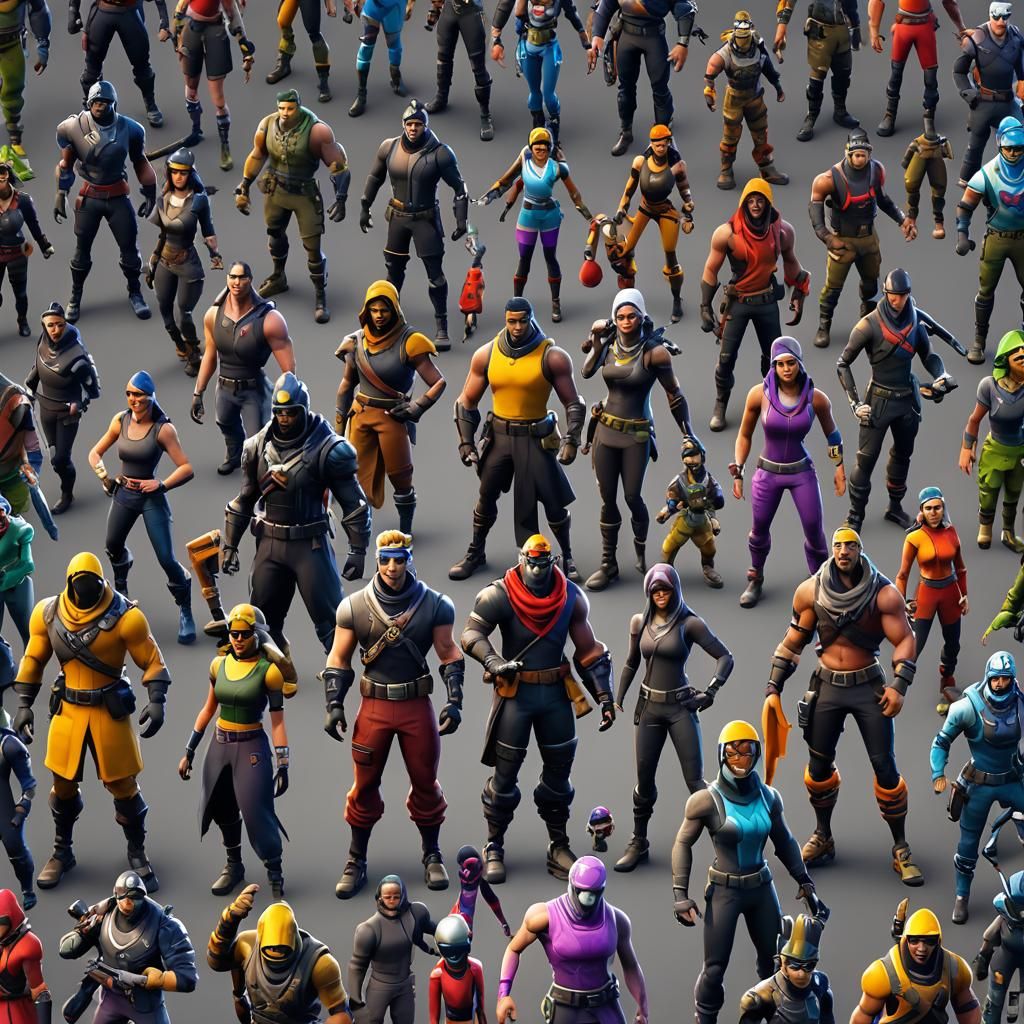 Fortnite Skins in Detailed Matte Painting Style