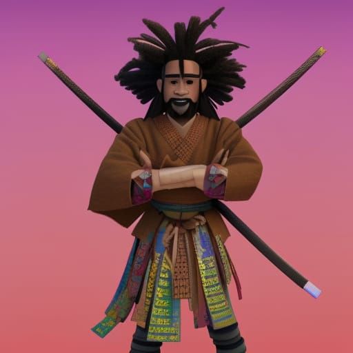 Samurai with Dreadlocks: 3D Digital Art