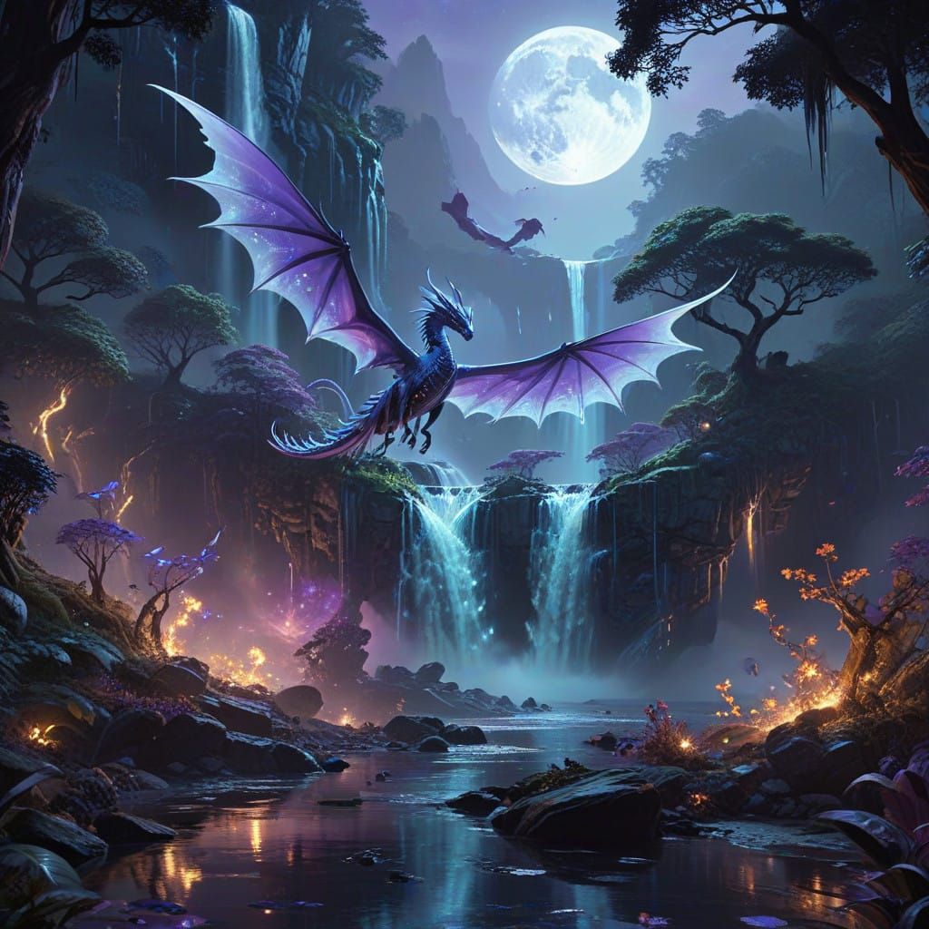 Ethereal Ballet Under Starlit Skies, Mythical Creatures, Dre...