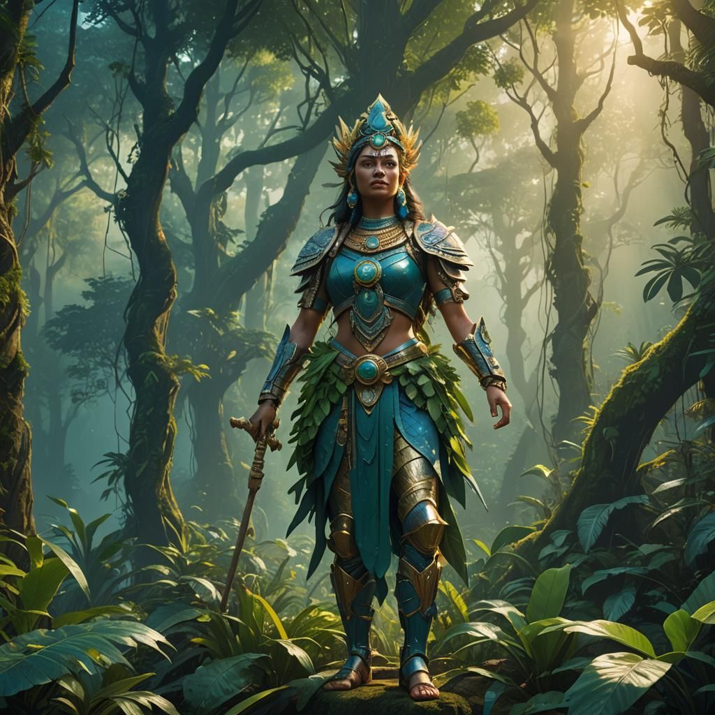 Goddess Ganga in Jungle, Hyper-Realistic Digital Art