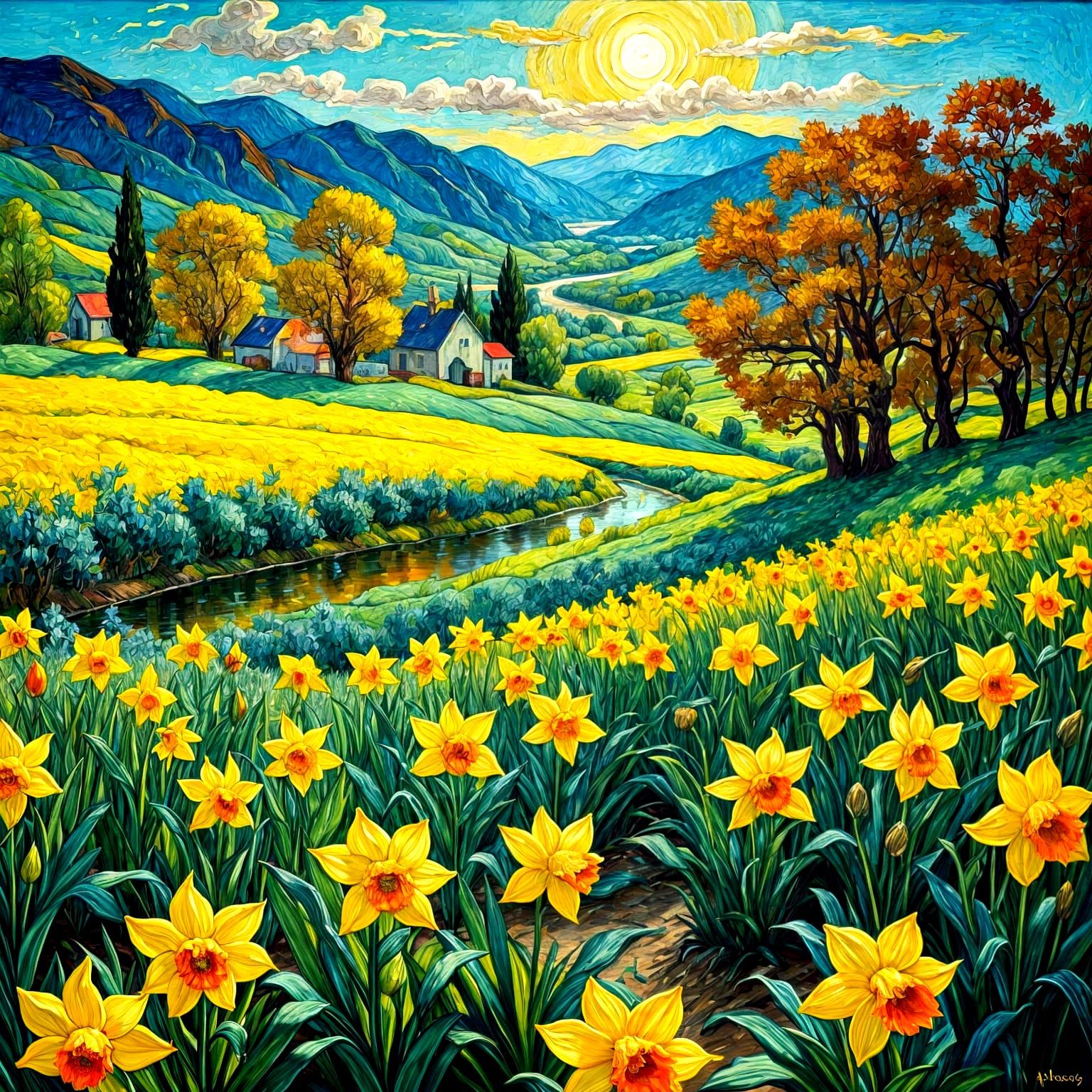 Luminous Landscape in the Style of Van Gogh