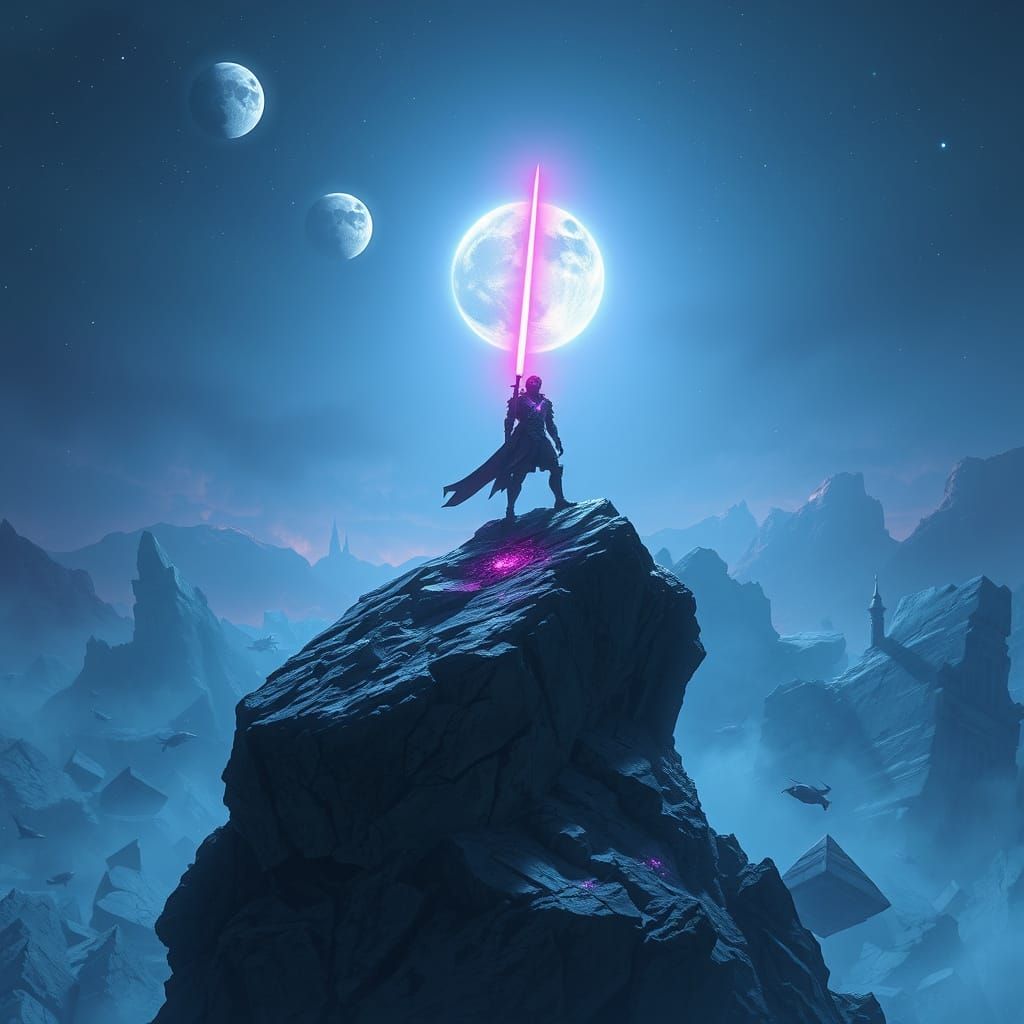 Epic Digital Painting of Starborn Warrior in Nebula