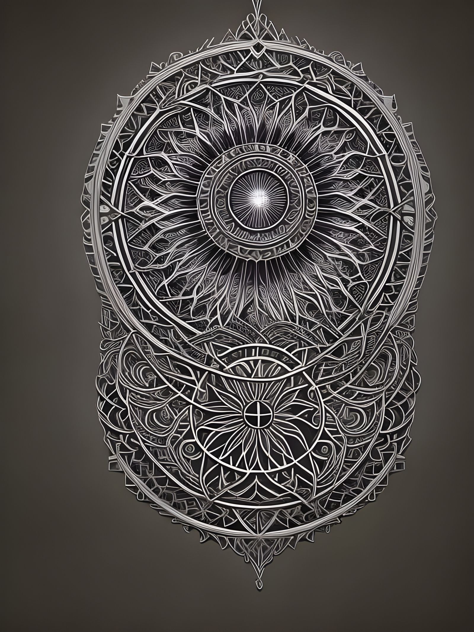 Intricate Multicolored Dreamcatcher in Dark Fantasy Landscap...