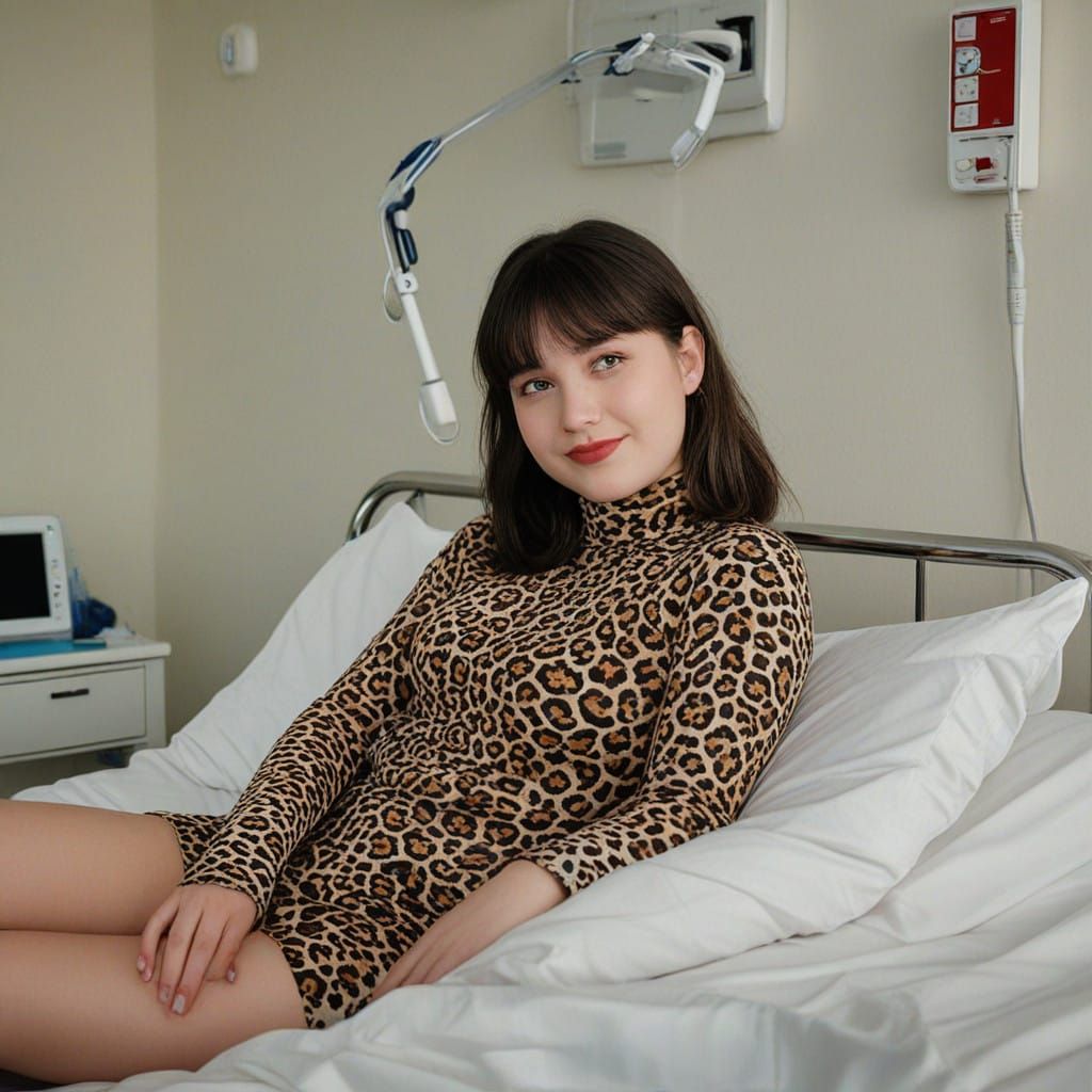 Chubby Teenage Girl in Hospital Bed, Warm Light