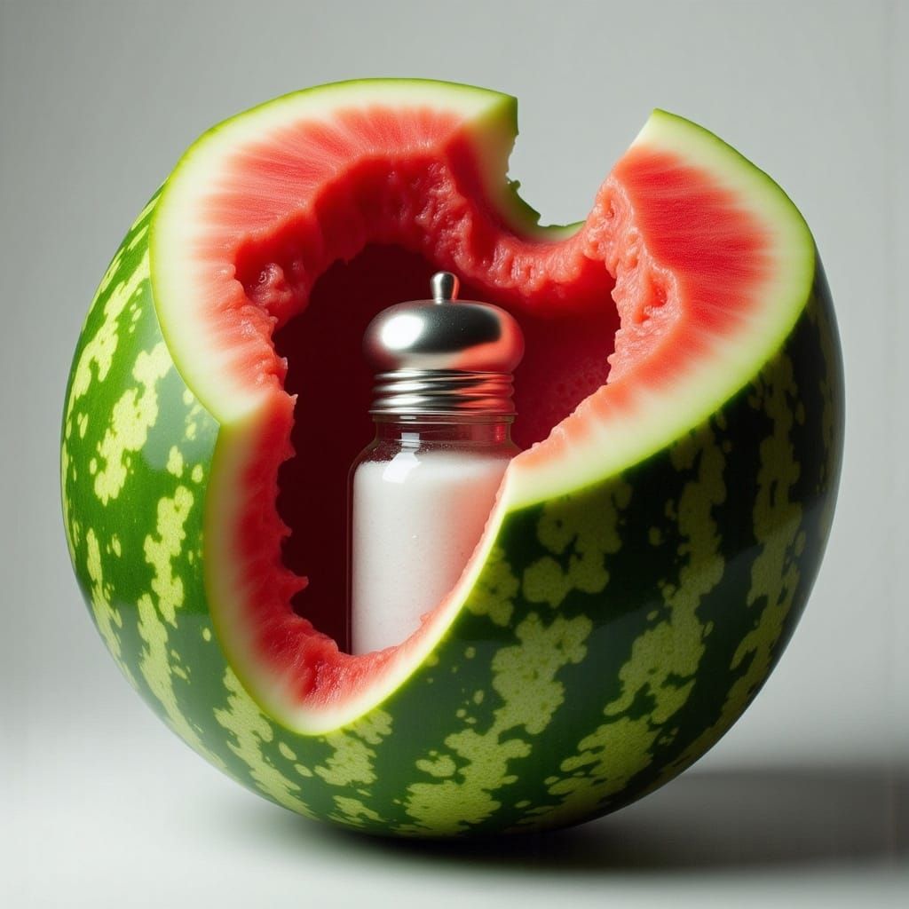 Watermelon Still Life with Salt Shaker