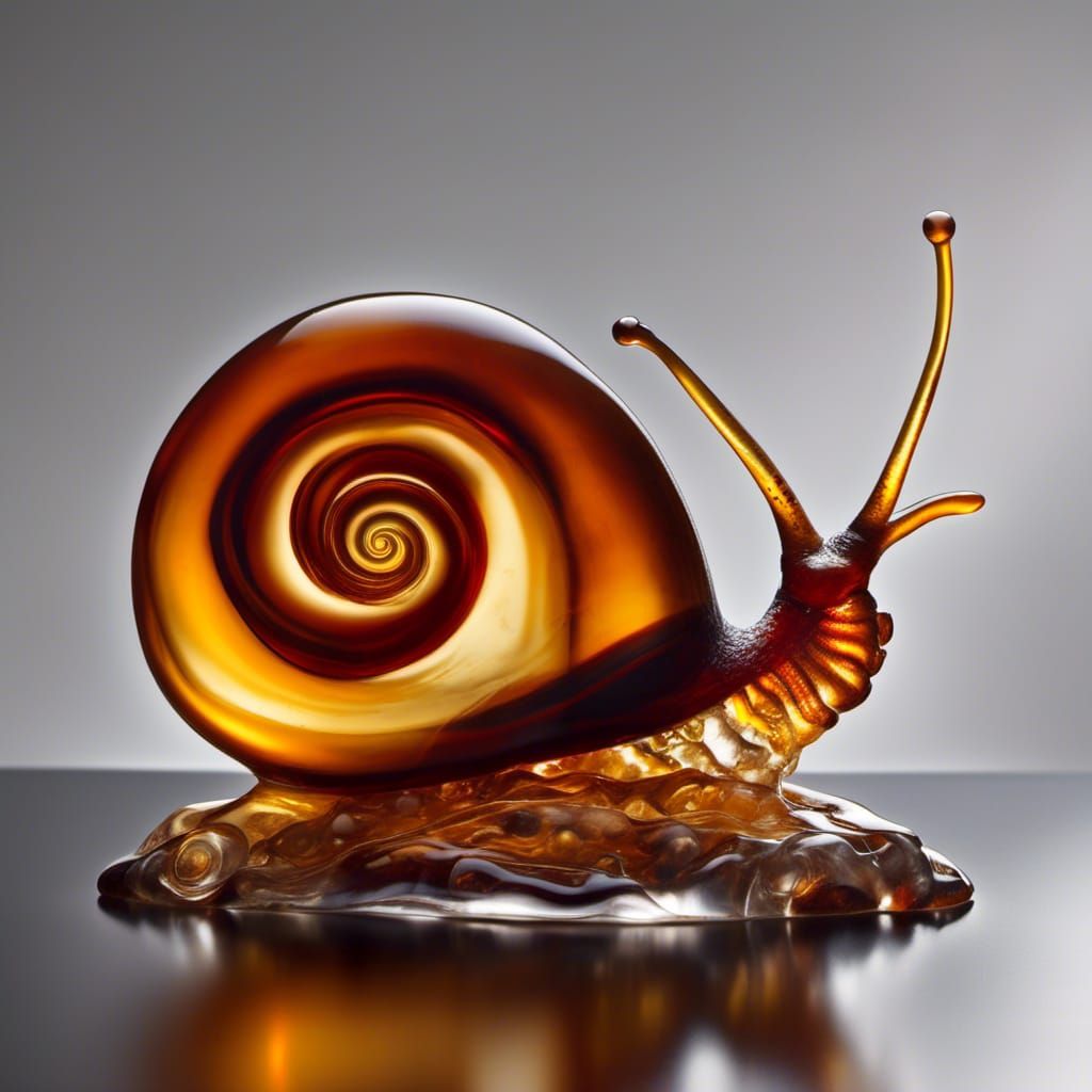 Snail Preserved in Amber Sculpture