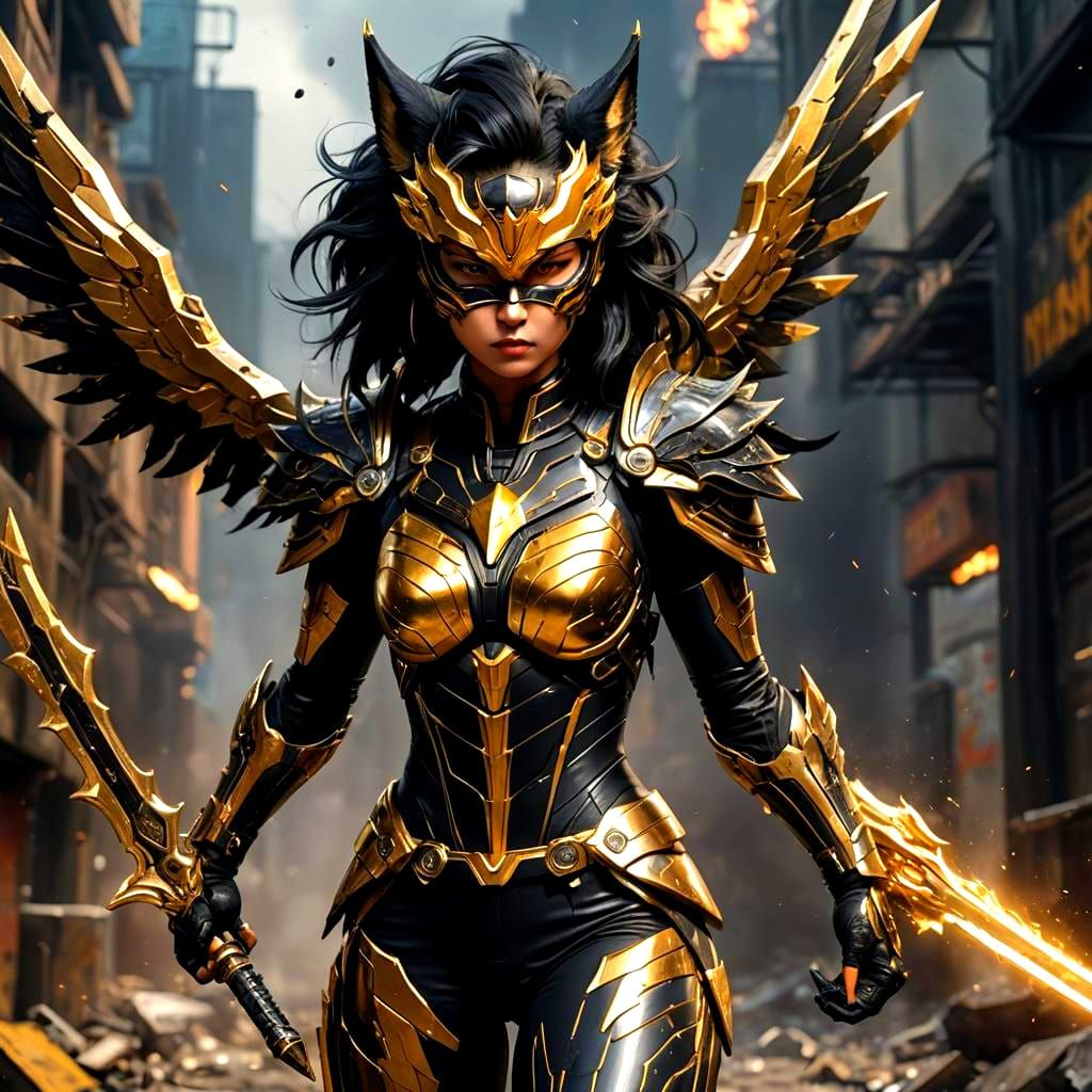 Cybernetic Superheroine Transforms in Detailed Matte Paintin...