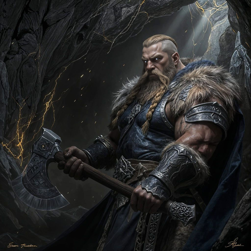 Dwarven Blacksmith in Mountain Hall: Fantasy Concept