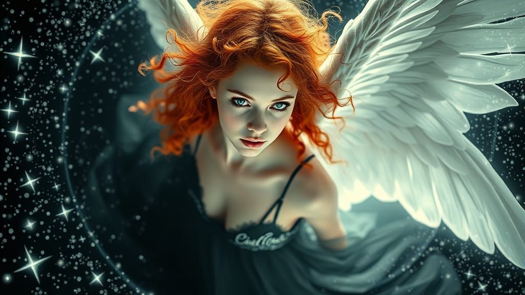 Angel Descent Optical Illusion in Rembrandt Style