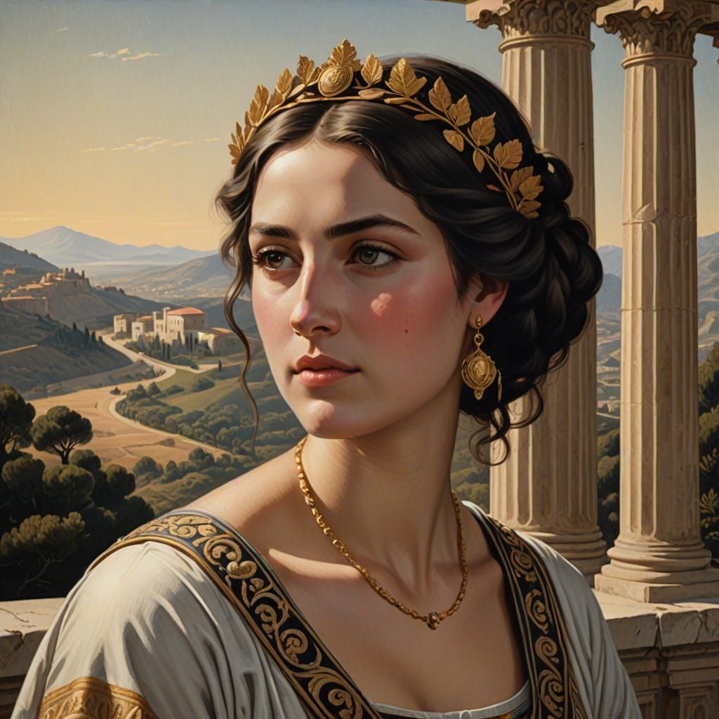 Regal Epirus Princess in Classical Greek Attire