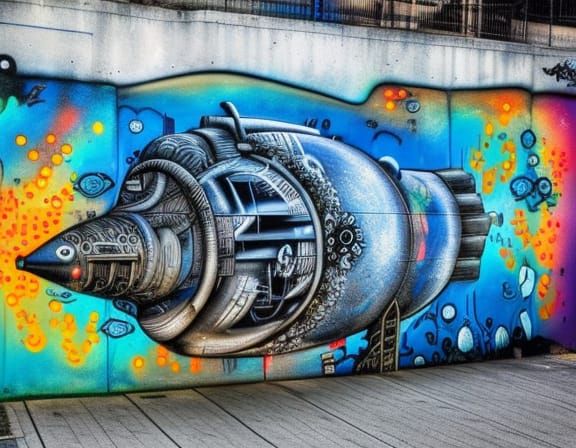 Underwater Submarine Garden Graffiti Street Art