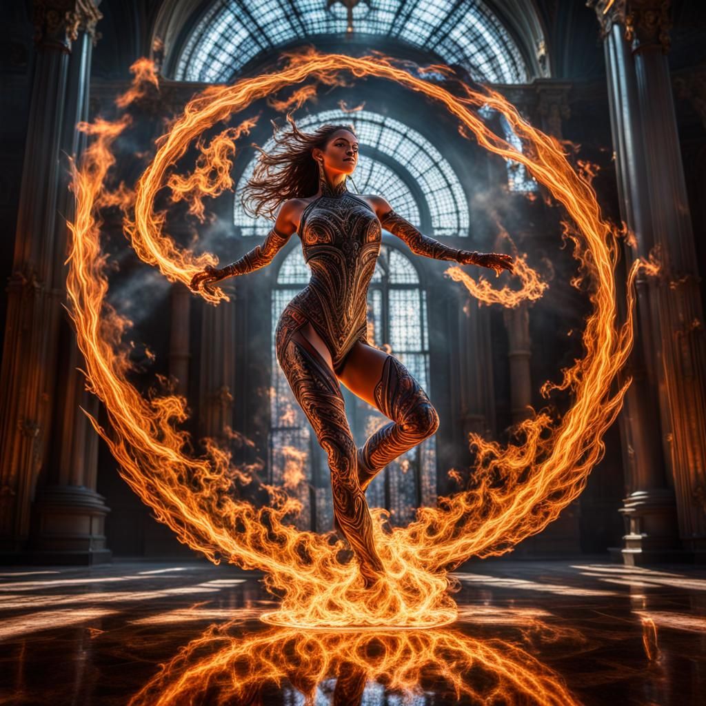 Plasma Fire Dancing Girl: Ornate and Detailed