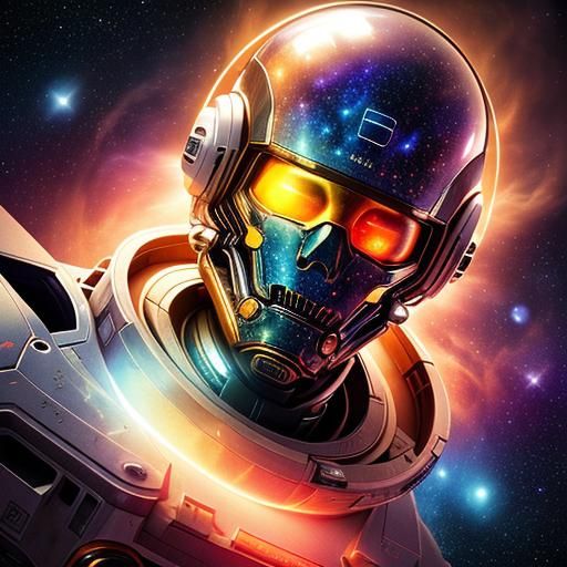 Cosmic Portrait: Galaxy Face in Starry Nebula