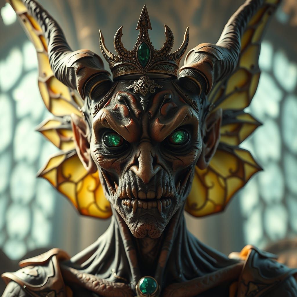 Grotesque Pixie King Holds Court: Hyperrealistic 8K Render
