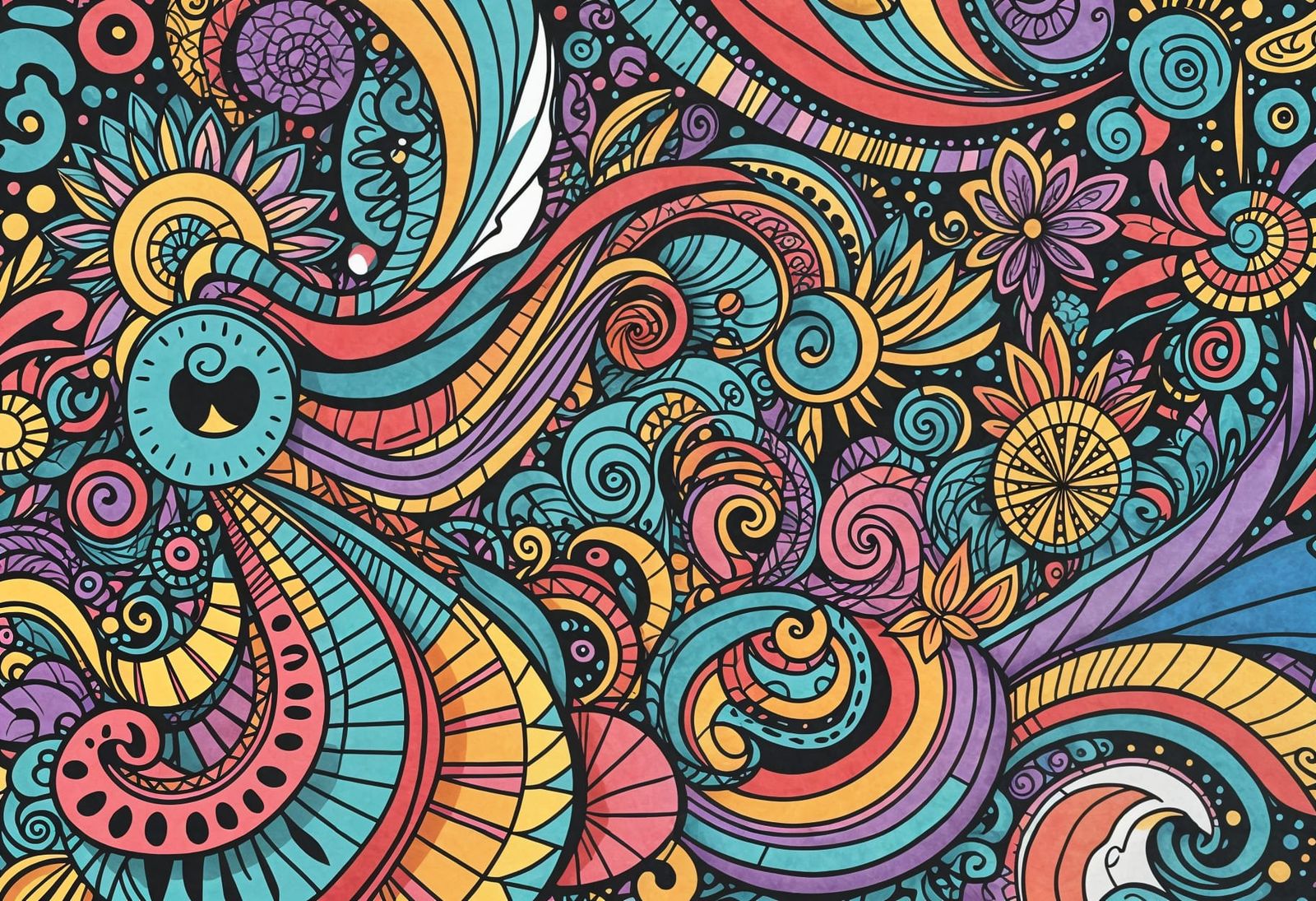 Colorful Doodle Line Art Illustration