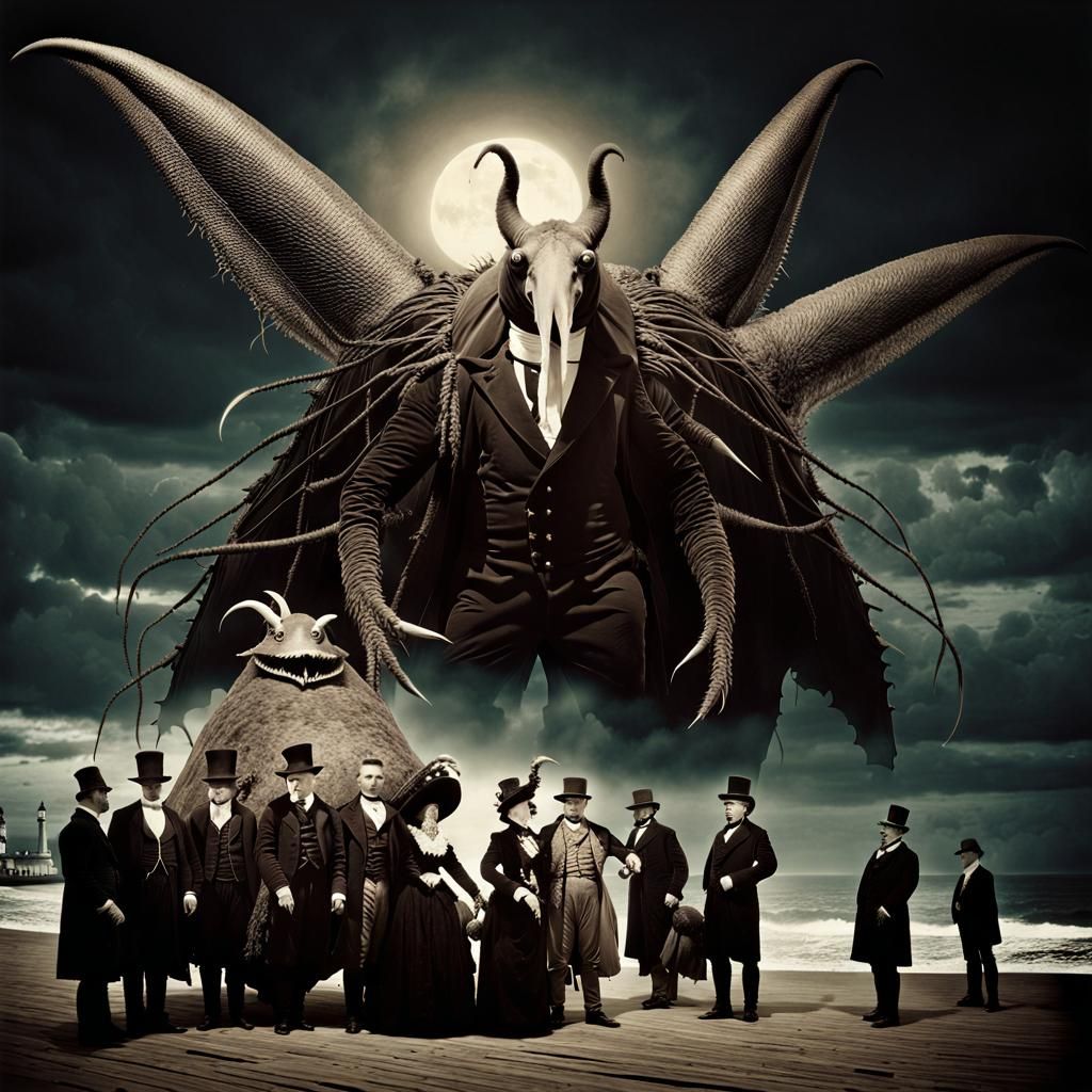 Sepia Photograph of Lovecraftian Monster in Margate