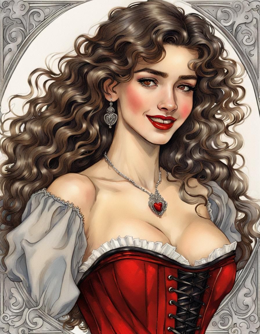 Attractive Spanish Woman in Arthur Rackham Style