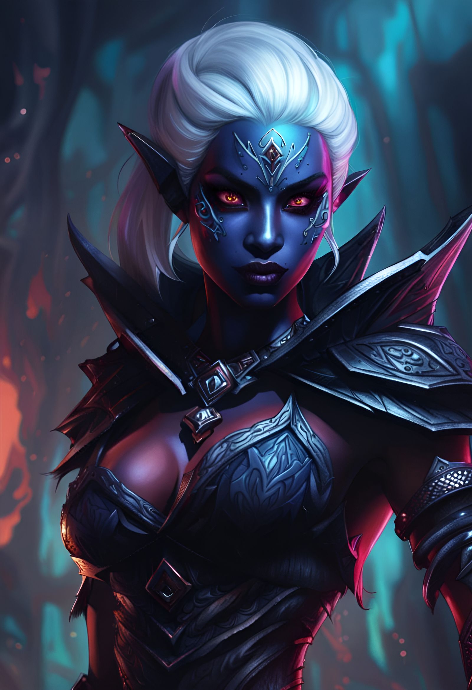 Detailed Drow Slaver: Vibrant Digital Concept Art