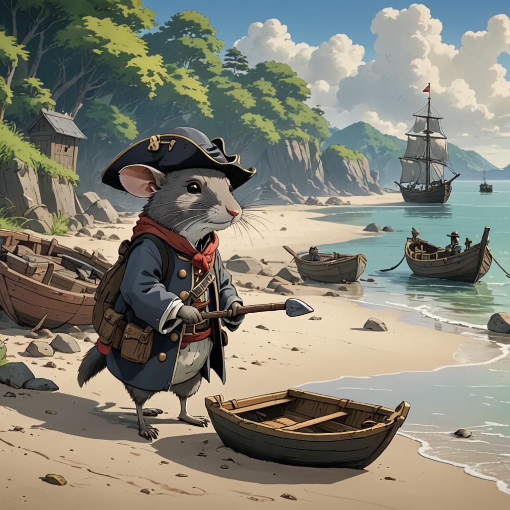 Shrew Pirate in Redwall Ghibli Anime Style