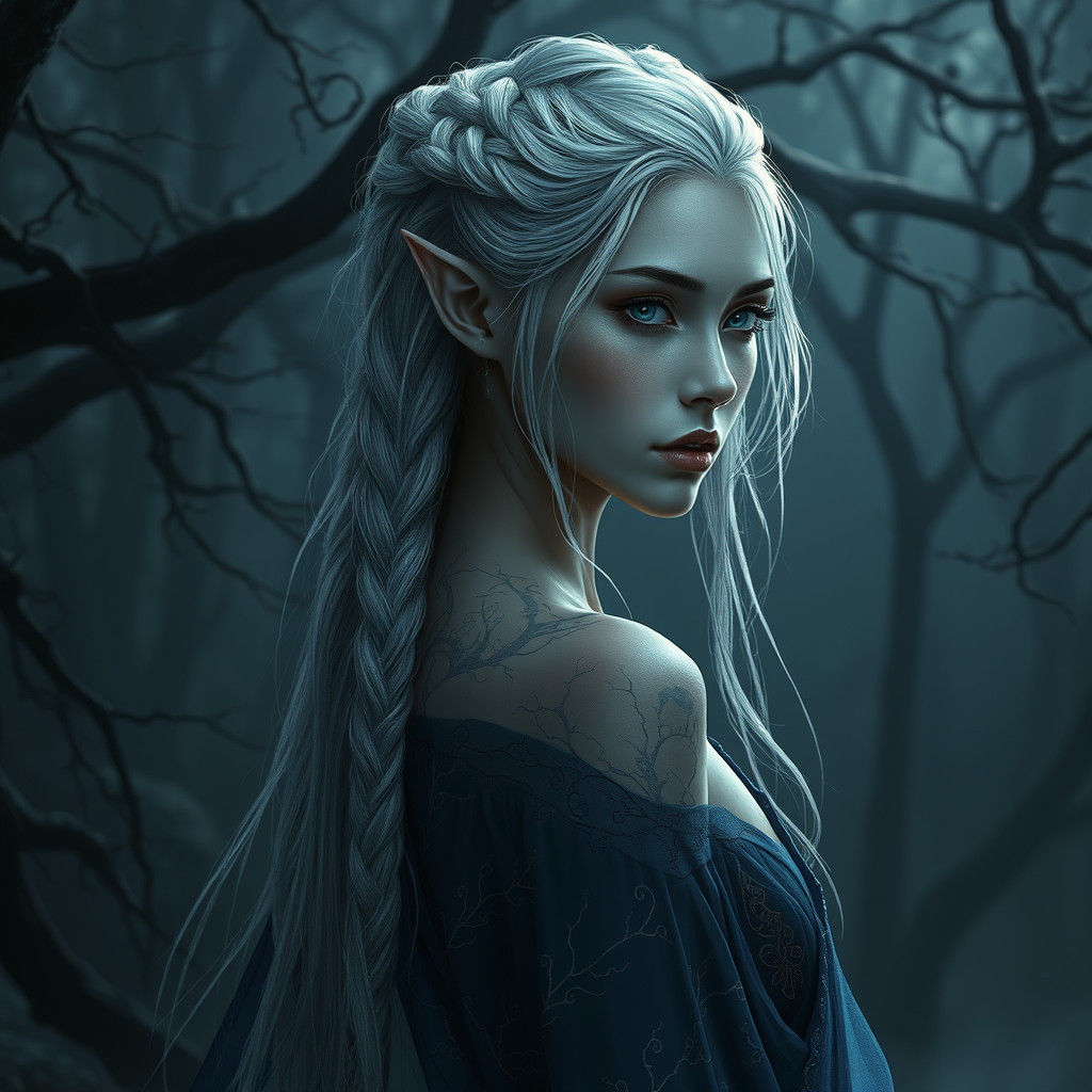 Ethereal Elven Woman in Mystical Forest