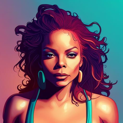 Janet Jackson Portrait in Art Nouveau Style