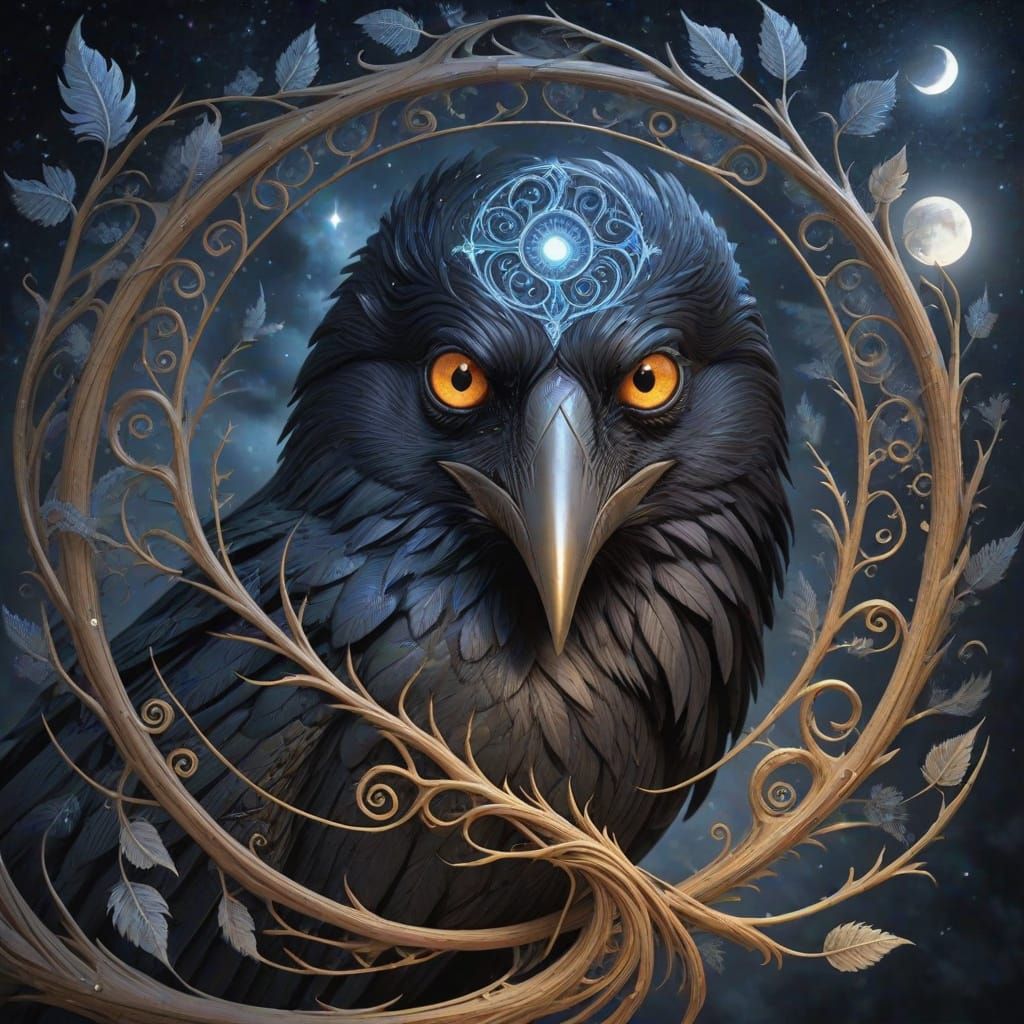 Midnight Raven in Lunar Resonance