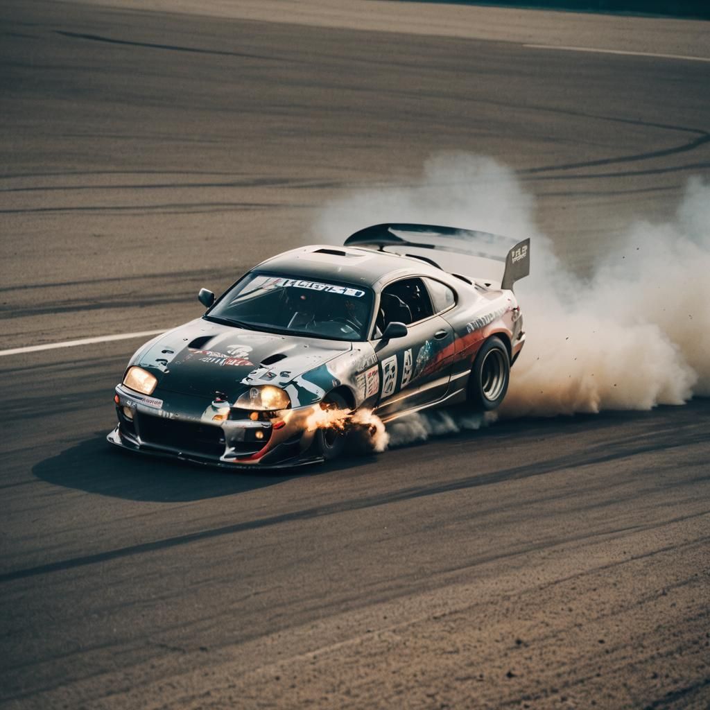 Toyota Supra Crash Drifting: Cinematic Film Still