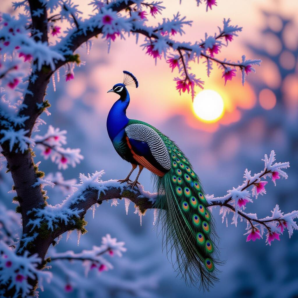 Regal Peacock Adorned with India Ornament Style