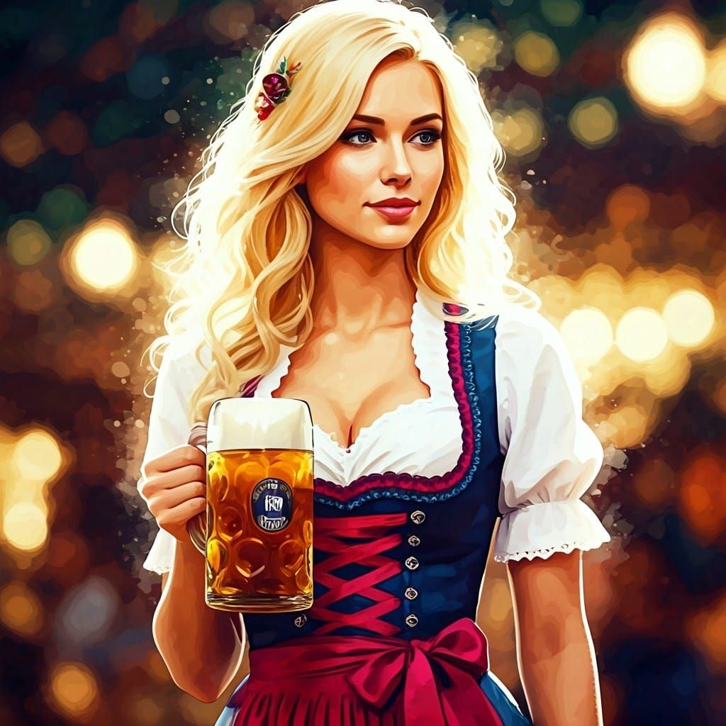 Oktoberfest Beauty in Gouache Style