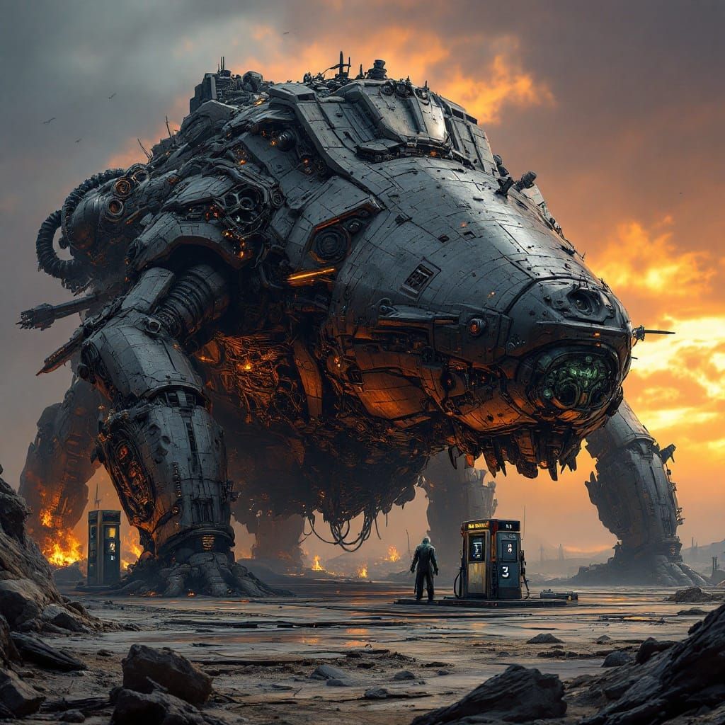 Warhammer Ship Refuels at Alien Gas Station in 8K