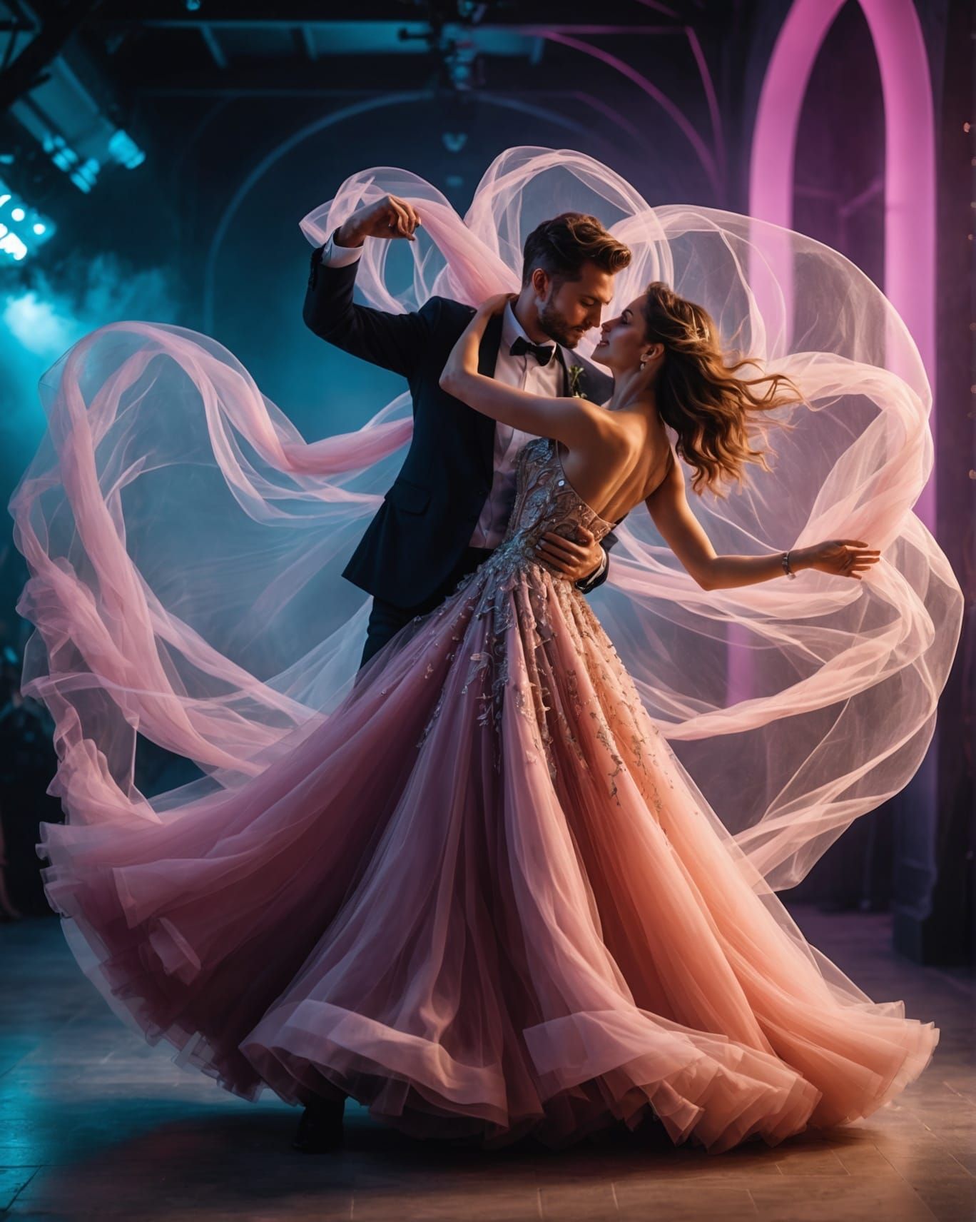 Futuristic Fashionista Wedding in Tulle and Neon